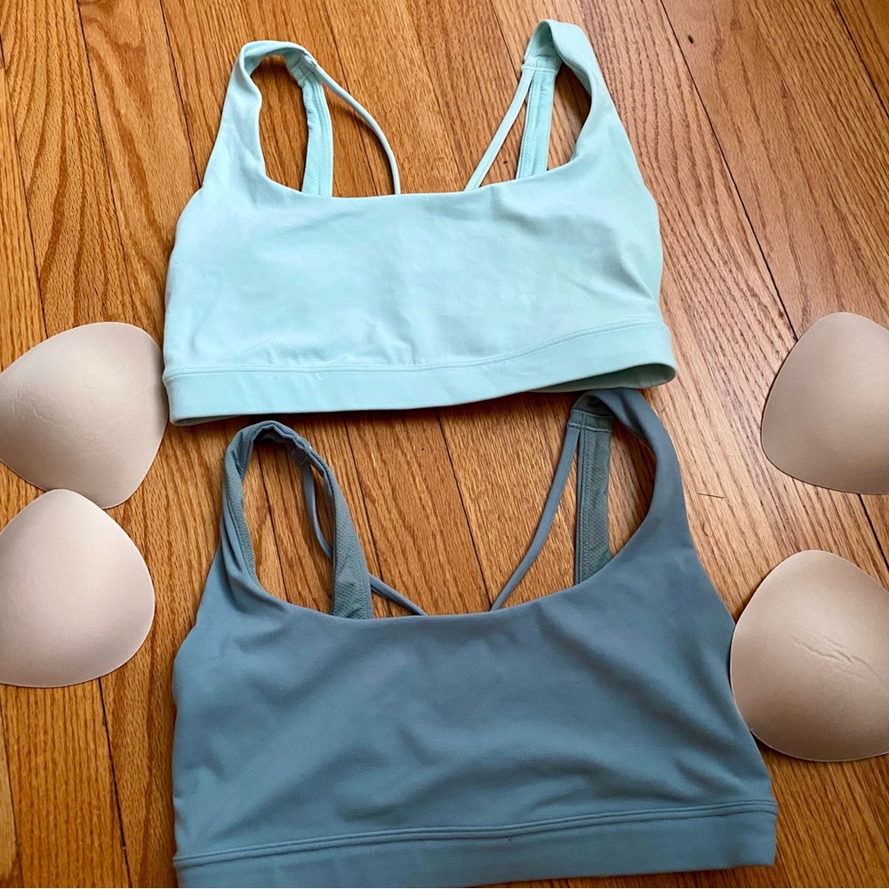 Athleta Mint Green & Slate Blue Low-Impact Strappy Sports Bras